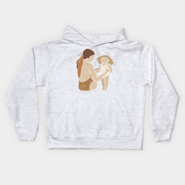 Abstract Family silhouette Illustration Kids Hoodie by NJORDUR